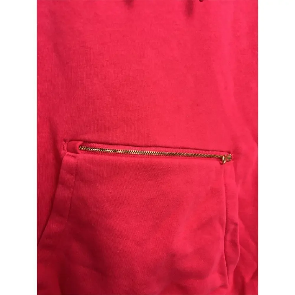 Women's NIke Metallic Oversized Fleece Hoodie XS Bery Red Zipper Pocket Pullover